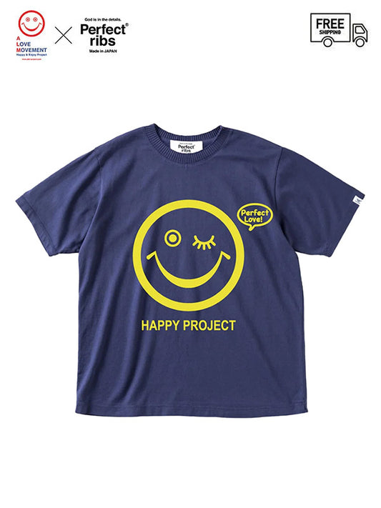 【Perfect ribs® × ALM 】"SMILE & TAKE IT EASY"Short Sleeve T Shirts / Vintage Navy