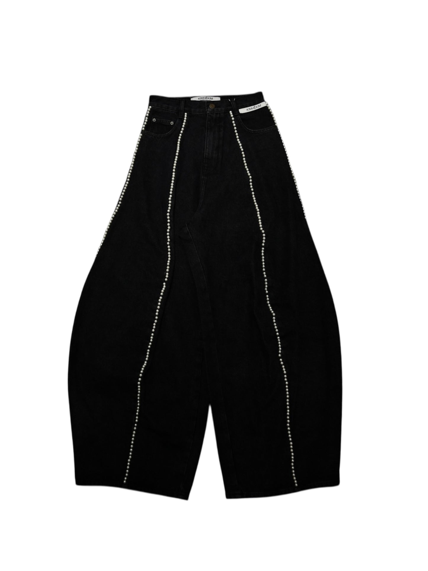 【KIMHEKIM - キムヘキム】PEARL EMBELLISHED BALLOON JEANS / BLACK(デニム/ブラック)