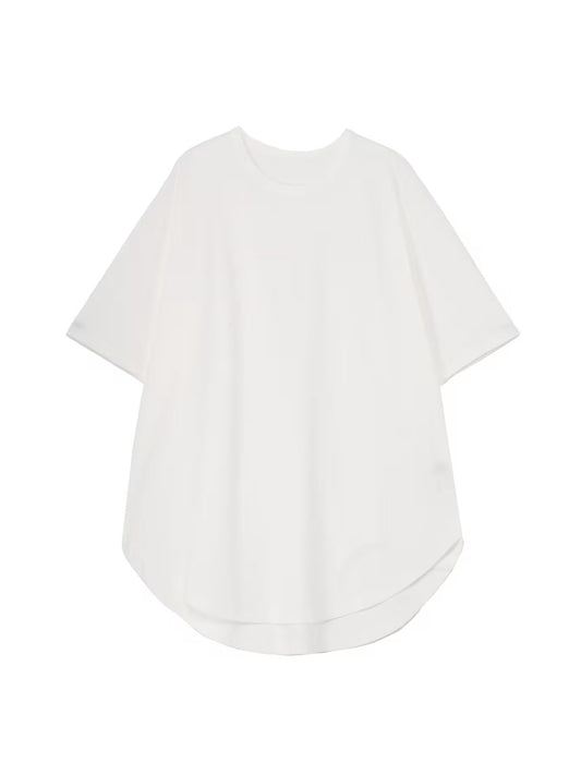 【Ground Y - グラウンドワイ】COTTON JERSEY HEM ROUND JUMBO T-SHIRT SHORT SLEEVES /WHITE(Tシャツ/ホワイト)
