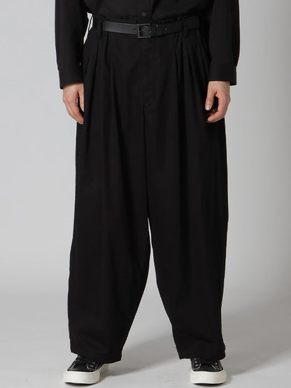 【Y's for men-ワイズフォーメン】GARMENT DYED KATSURAGI PANTS WITH 12-TUCKS / BLACK(パンツ/ブラック)