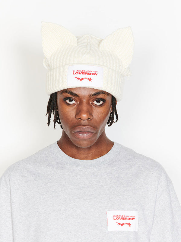 【Charles Jeffrey Loverboy - チャールズ ジェフリー ラバーボーイ】Chunky ears beanie / ecru (帽子/エクル)