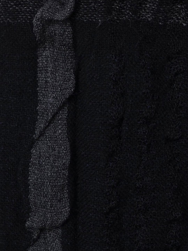 【Y's - ワイズ】W PLAID FRILL SCARF / BLACK (スカーフ/ブラック)