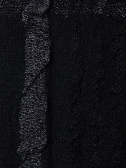 【Y's - ワイズ】W PLAID FRILL SCARF / BLACK (スカーフ/ブラック)