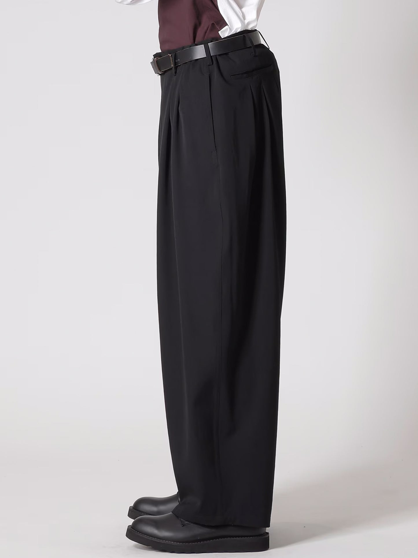 【Y's for men-ワイズフォーメン】WOOL GABARDINE 12-TUCKS PANTS(パンツ/ブラック)