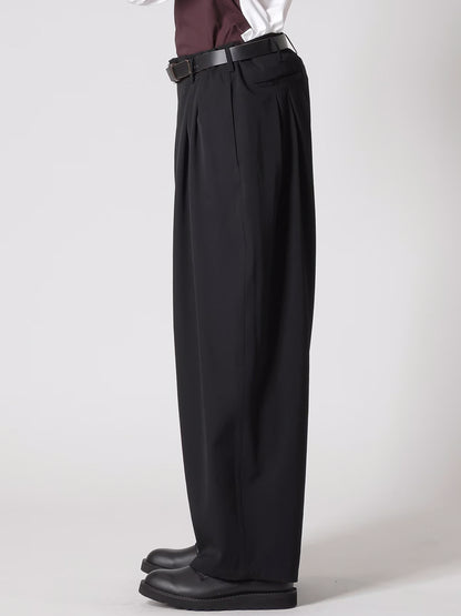 【Y's for men-ワイズフォーメン】WOOL GABARDINE 12-TUCKS PANTS(パンツ/ブラック)