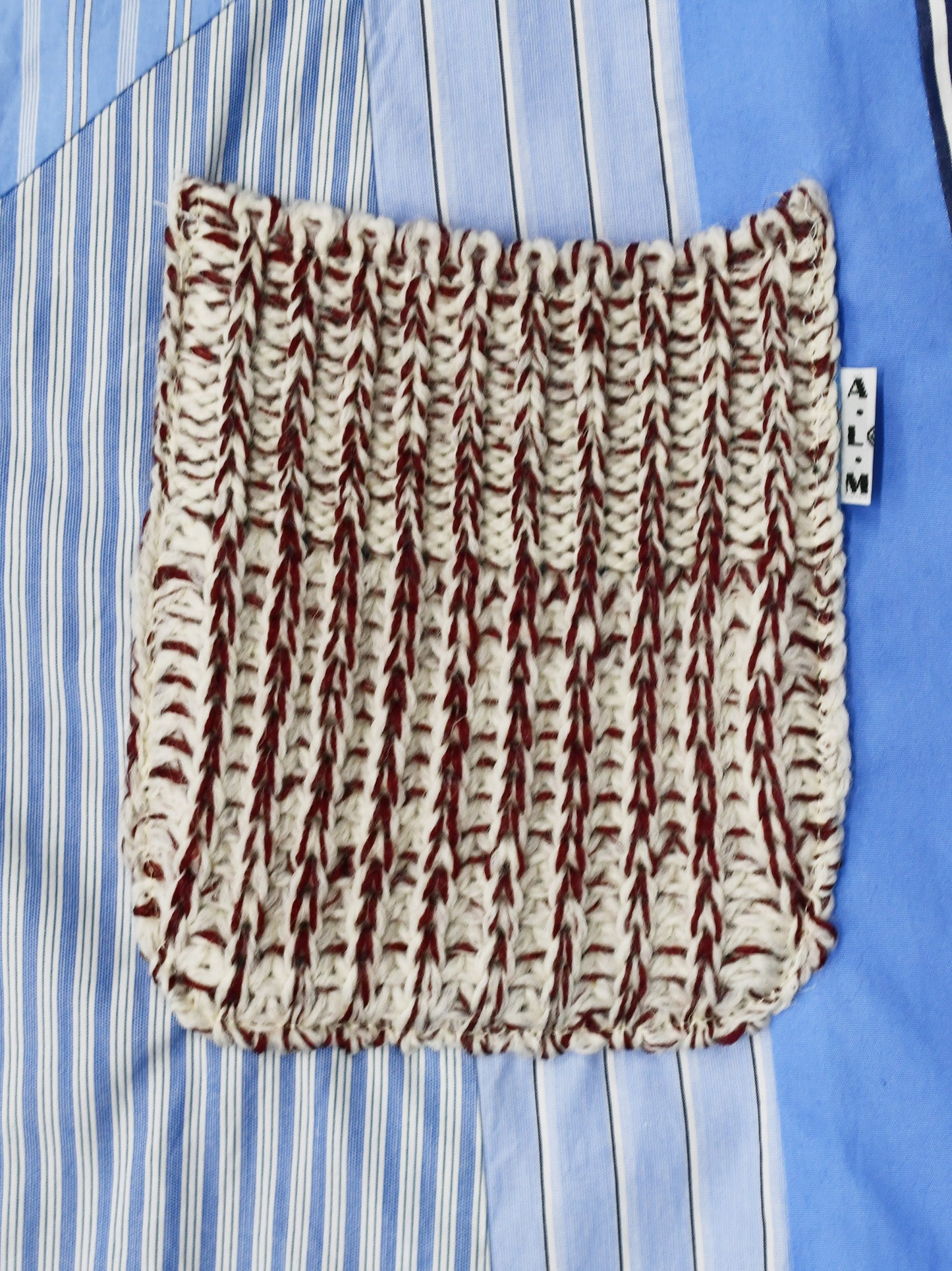 【Perfect ribs®×A LOVE MOVEMENT】Recycle Pocket Shirts / Striped patchwork(シャツ/ストライプ/パッチワーク)