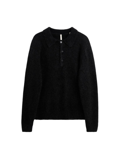 【SUN FLOWER - サンフラワー】Mohair Polo / BLACK (ポロセーター/ブラック)
