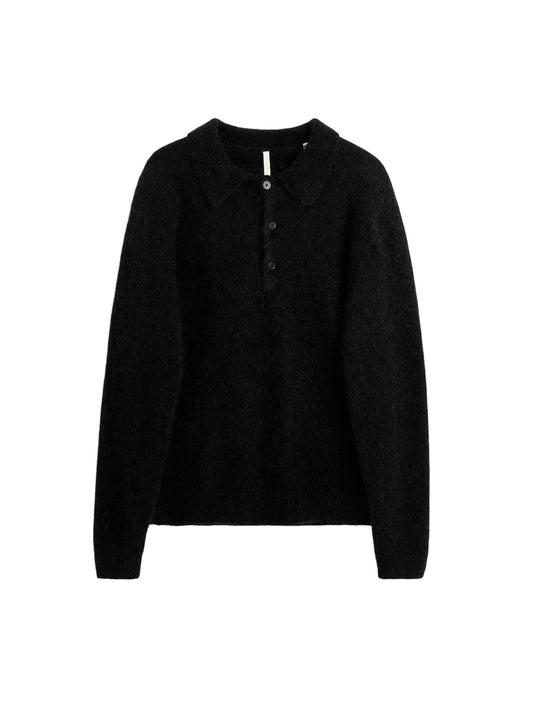 【SUN FLOWER - サンフラワー】Mohair Polo / BLACK (ポロセーター/ブラック)