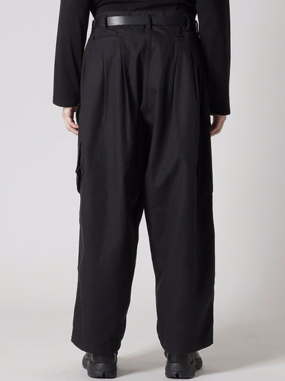 【Yohji Yamamoto POUR HOMME - ヨウジヤマモト プールオム】BS HERRINGBONE 12TUCK WORK PANTS（パンツ/ブラック)