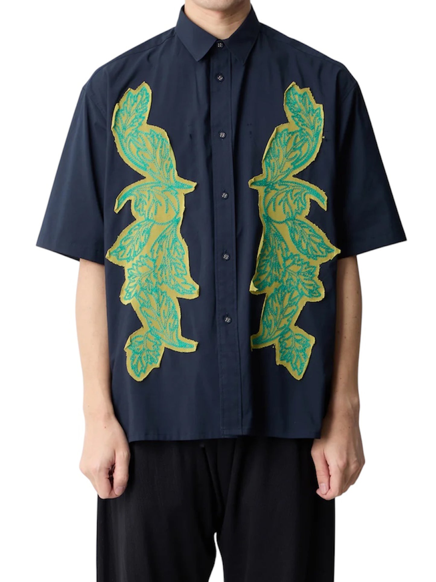 【White Mountaineering - ホワイトマウンテニアリング】EMBROIDERY SHORT SLEEVE SHIRT / NAVY (シャツ/ネイビー)
