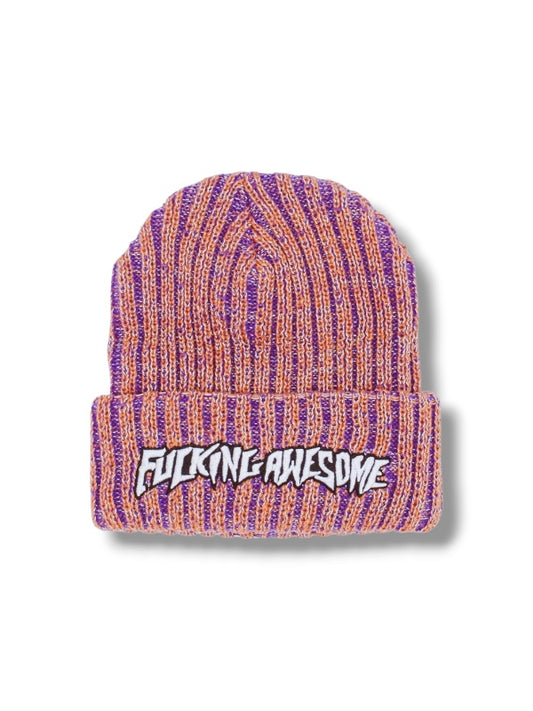 【Fucking Awesome- ファッキングオーサム】REFLECTIVE STRIPE BEANIE  / Orange（ビーニー/オレンジ)