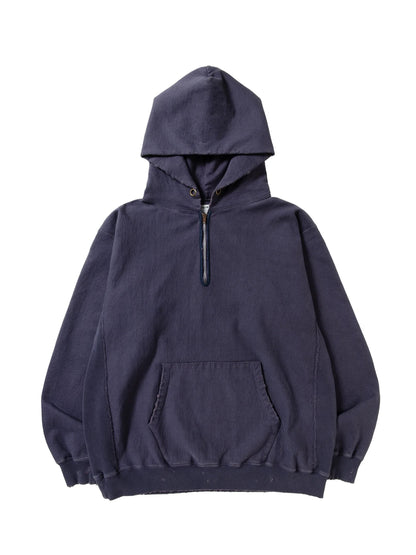 【NEXUS Ⅶ -ネクサスセブン】DAMAGED HALF ZIP HOODY / FADE NAVY（パーカー/ネイビー)