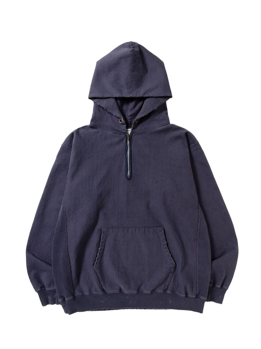 【NEXUS Ⅶ -ネクサスセブン】DAMAGED HALF ZIP HOODY / FADE NAVY（パーカー/ネイビー)