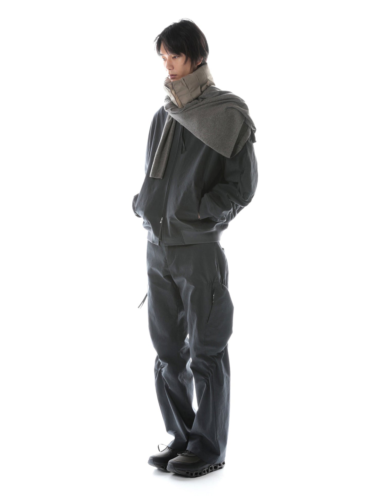 【POST ARCHIVE FACTION - ポストアーカイブファクション】  Shirring Bomber  (ボンバージャケット/チャコール)