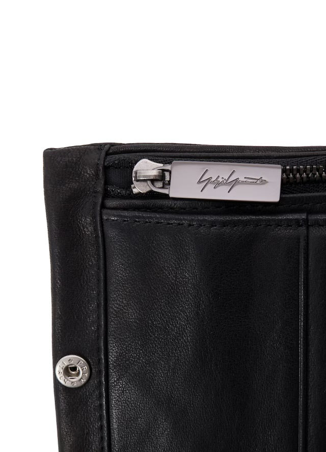 【Yohji Yamamoto POUR HOMME - ヨウジヤマモト プールオム】SOFT HORSE LEATHER BI-FOLD WALLET / BLACK(ウォレット/ブラック）