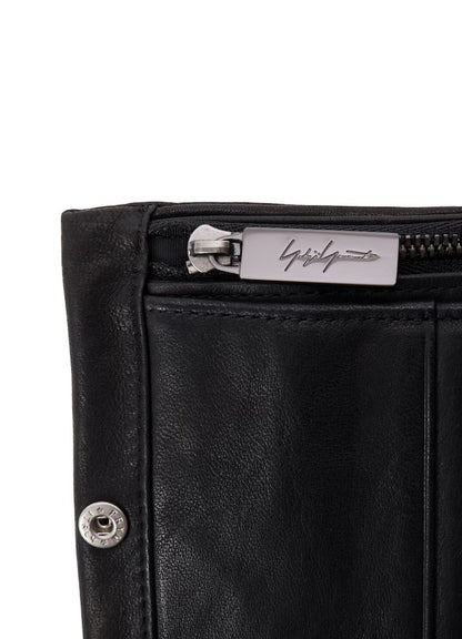 【Yohji Yamamoto POUR HOMME - ヨウジヤマモト プールオム】SOFT HORSE LEATHER BI-FOLD WALLET / BLACK(ウォレット/ブラック）
