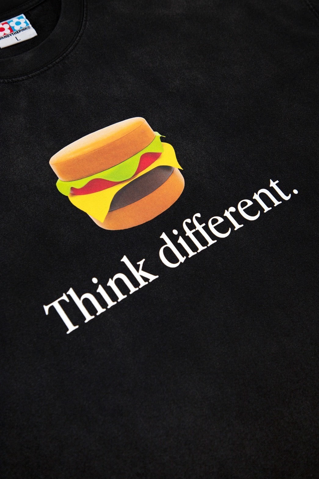 【VANDY THE PINK - ヴァンディー・ザ・ピンク】THINK BURGER T-SHIRT / WASHED BLACK (Tシャツ/ウォッシュドブラック)