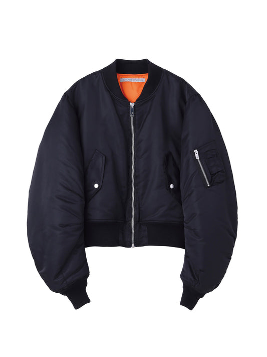 【JOHN LAWRENCE SULLIVAN - ジョンローレンスサリバン】NYLON MASSIVE ROUNDED SLEEVE BOMBER JACKET (ジャケット/ブラック)