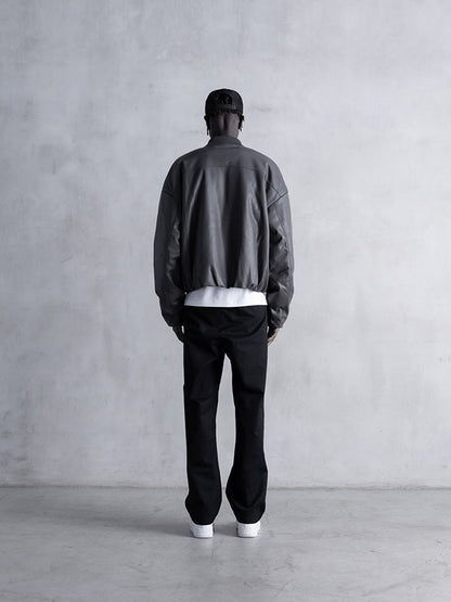 30%OFF【STAMPD - スタンプド】FAUX LEATHER OVERSIZED CROPPED BOMBER / BLACK (ジャケット/ブラック)