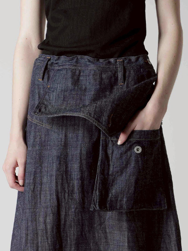 【Y's - ワイズ】8OZ DENIM BIG FLAP SKIRT / INDIGO (スカート/インディゴ)