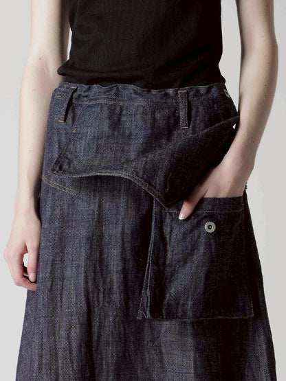 【Y's - ワイズ】8OZ DENIM BIG FLAP SKIRT / INDIGO (スカート/インディゴ)