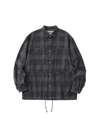 【White Mountaineering - ホワイトマウンテニアリング】GUSSET SLEEVE SHIRT BLOUSON / CHACOAL (シャツ/チャコール)