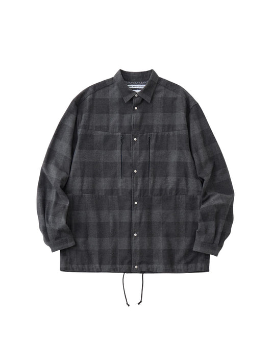 【White Mountaineering - ホワイトマウンテニアリング】GUSSET SLEEVE SHIRT BLOUSON / CHACOAL (シャツ/チャコール)