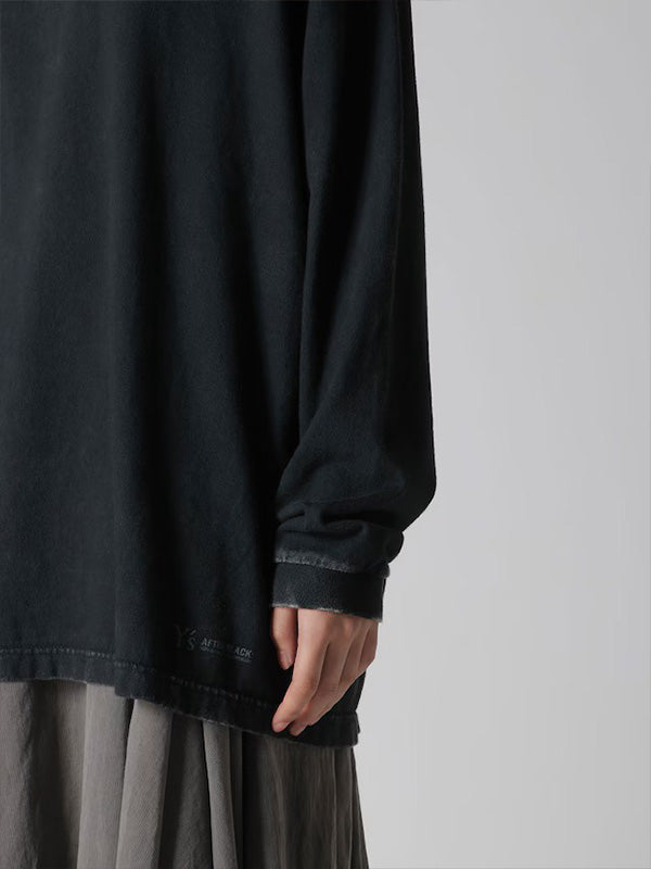 【Y's - ワイズ】7.4OZ COTTON JERSEY SULFUR-DYED LONG SLEEVE TEE / BLACK (Tシャツ/ブラック)
