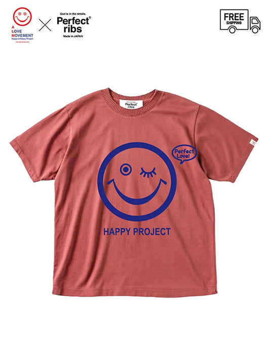 【Perfect ribs® × ALM  】"SMILE & TAKE IT EASY"Short Sleeve T Shirts / Vintage Red