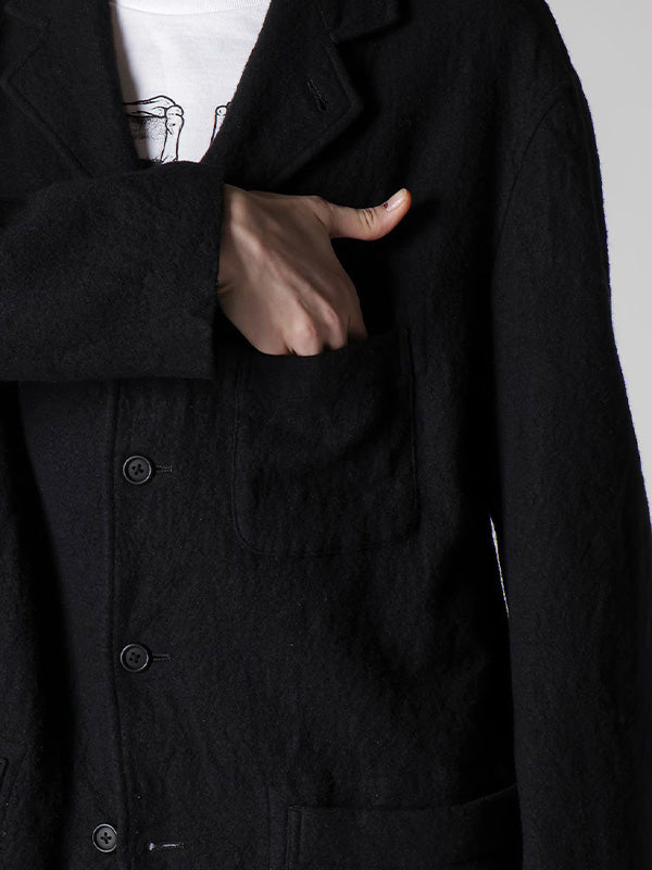 【Y's for men - ワイズフォーメン】"Y's for men × MASSES" SHRINK SERGE FULLING JACKET(ジャケット/ブラック)