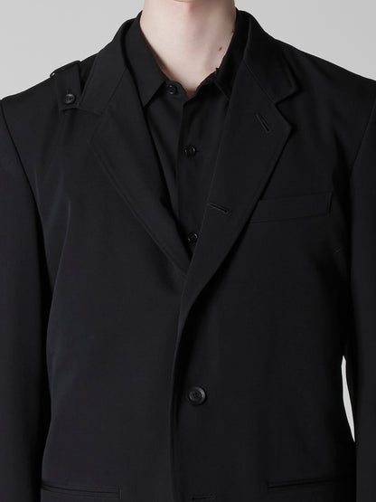 【Yohji Yamamoto POUR HOMME - ヨウジヤマモト プールオム】REGULATION GABARDINE 5BUTTONS JACKET（ジャケット/ ブラック)