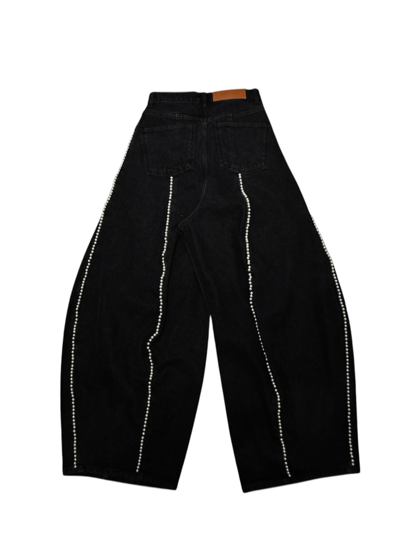 【KIMHEKIM - キムヘキム】PEARL EMBELLISHED BALLOON JEANS / BLACK(デニム/ブラック)