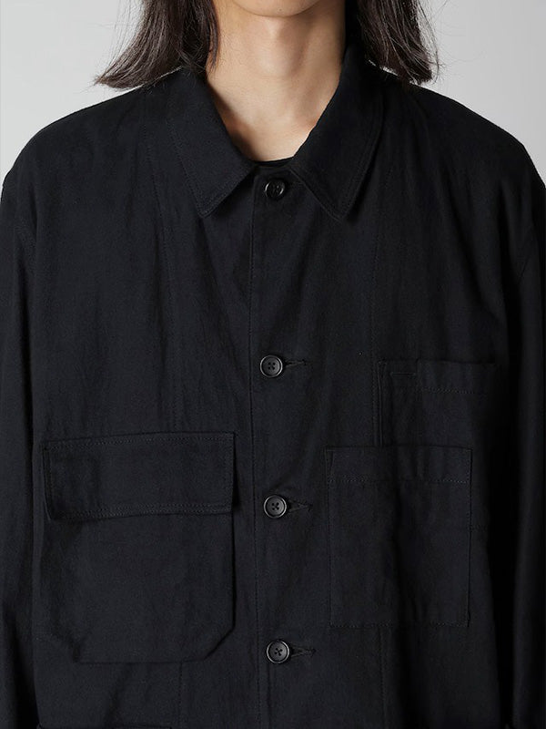 【Y's for men - ワイズフォーメン】COTTON FLANNEL CHAIN STITCH BLOUSON(ブルゾン/ブラック)