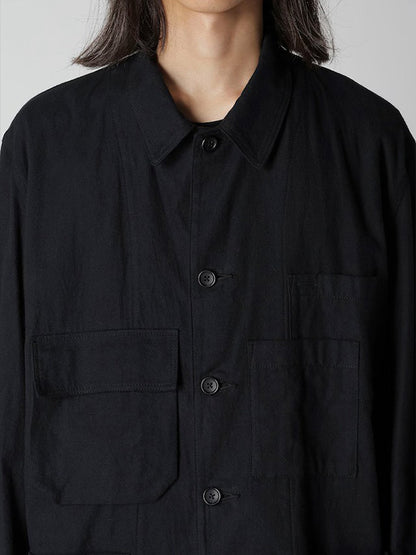 【Y's for men - ワイズフォーメン】COTTON FLANNEL CHAIN STITCH BLOUSON(ブルゾン/ブラック)