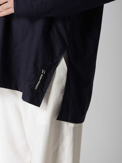 【Y's - ワイズ】Y's BORN PRODUCT THIN COTTON TWILL HOODIE PULL OVER / NAVY (パーカー/ネイビー)