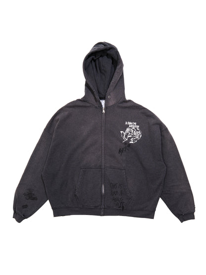 【PALY HOLLYWOOD - パリーハリウッド】CARRYING THE MESSAGE ZIP HOODIE / BLACK(フーディー/ブラック)