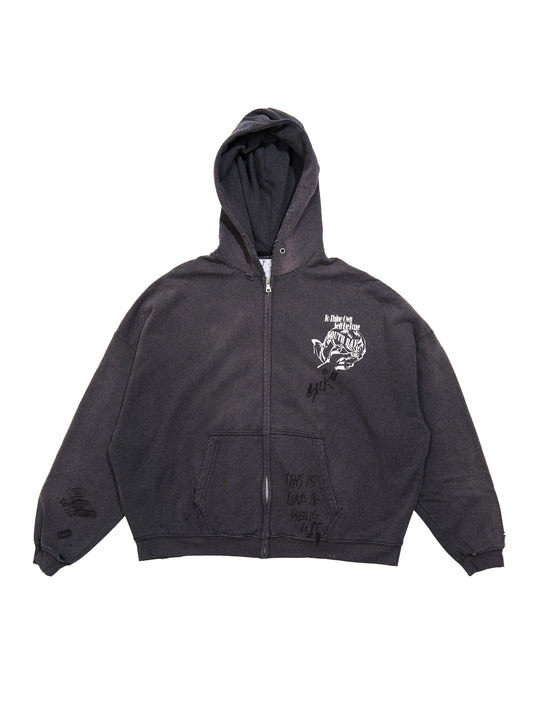 【PALY HOLLYWOOD - パリーハリウッド】CARRYING THE MESSAGE ZIP HOODIE / BLACK(フーディー/ブラック)