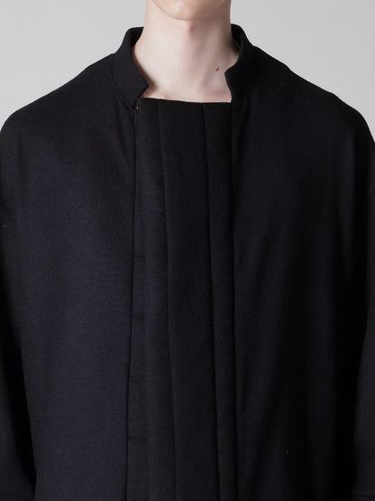 【Yohji Yamamoto POUR HOMME - ヨウジヤマモト プールオム】WOOLEN SINGLE PADDED JACKET（ジャケット/ ブラック)