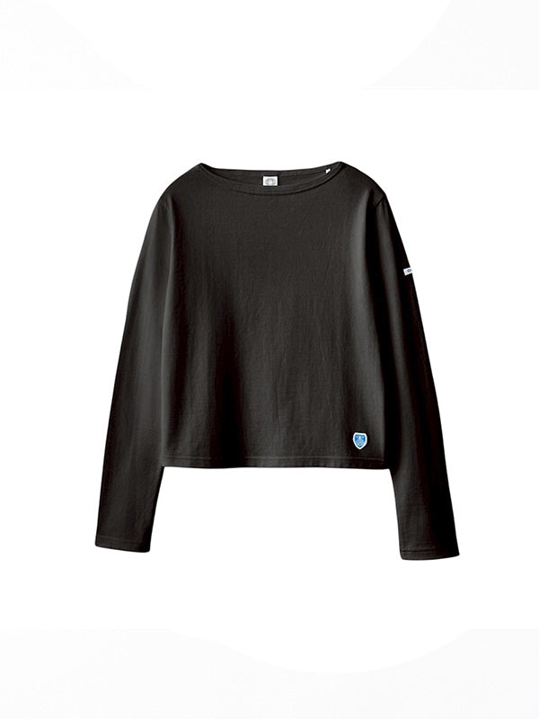 【ORCIVAL - オーシバル】Women's Cotton Jersey Boat Neck Short Pullover / BLACK (Tシャツ/ブラック)