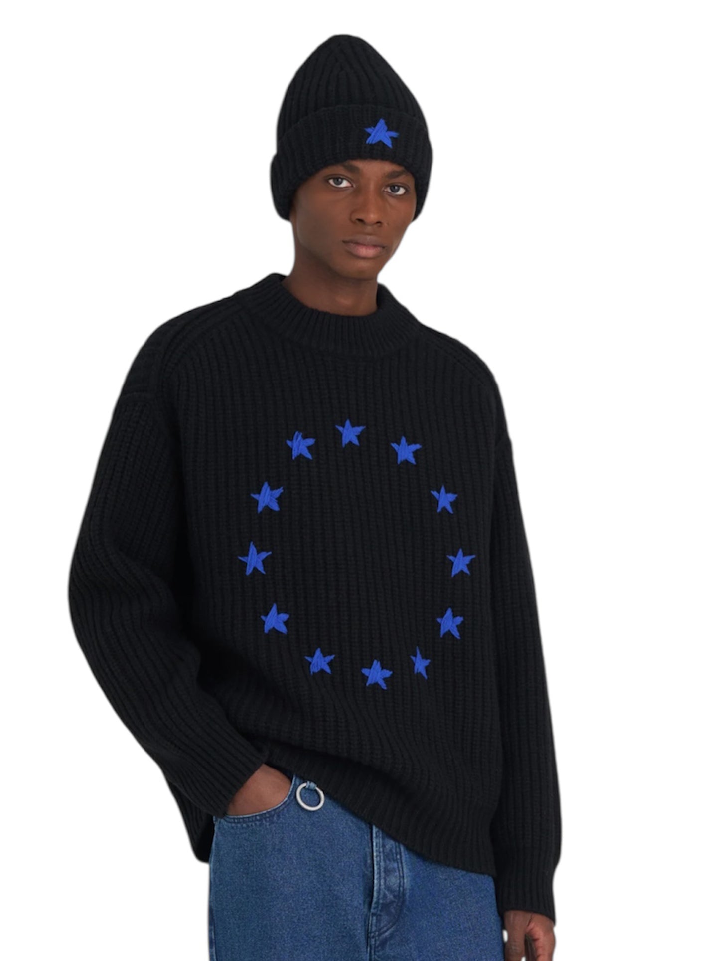 【Études studio - エチュード スタジオ】Ribbed Round Neck Europa / BLACK (セーター/ブラック)