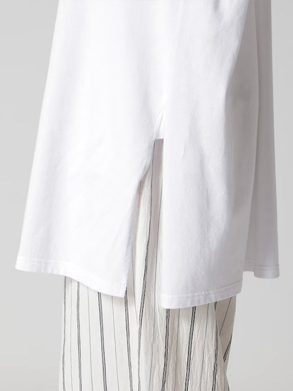 【Y's - ワイズ】COMBINATION HENLEY NECK BLOUSE / WHITE (ブラウス/ホワイト)