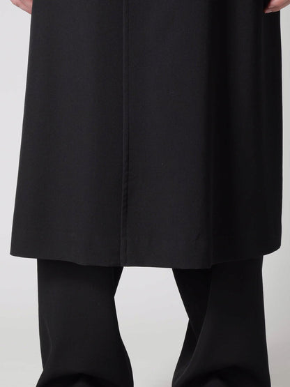 【Y's for men - ワイズフォーメン】WOOL GABARDINE COAT WITH STAND FRONT COLLAR(コート/ブラック)