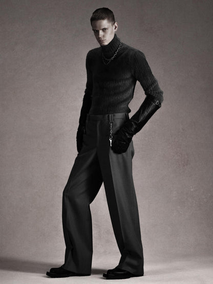【JOHN LAWRENCE SULLIVAN - ジョンローレンスサリバン】WOOL BARATHEA WIDE TROUSERS (スラックス/ブラック)