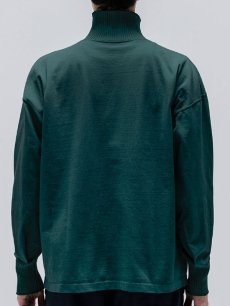 【Perfect ribs® - パーフェクトリブス】High Neck Side Slit Long Sleeve T Shirts / Charcoal Green (Tシャツ/チャコールグリーン)