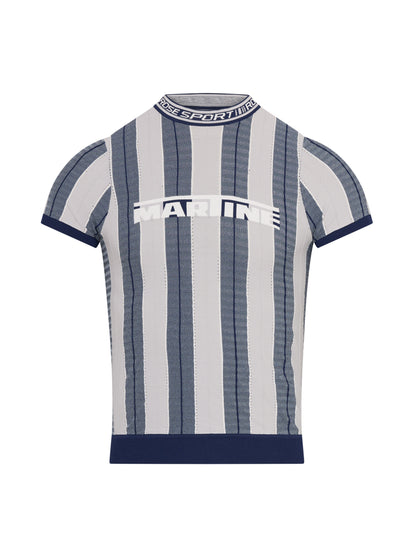 【Martine Rose  - マーティンローズ】LOGO TIGHT T-SHIRT / GREY BLUE  (Tシャツ/グレーブルー)