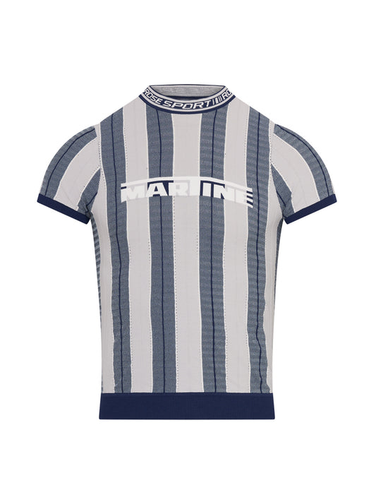 【Martine Rose  - マーティンローズ】LOGO TIGHT T-SHIRT / GREY BLUE  (Tシャツ/グレーブルー)