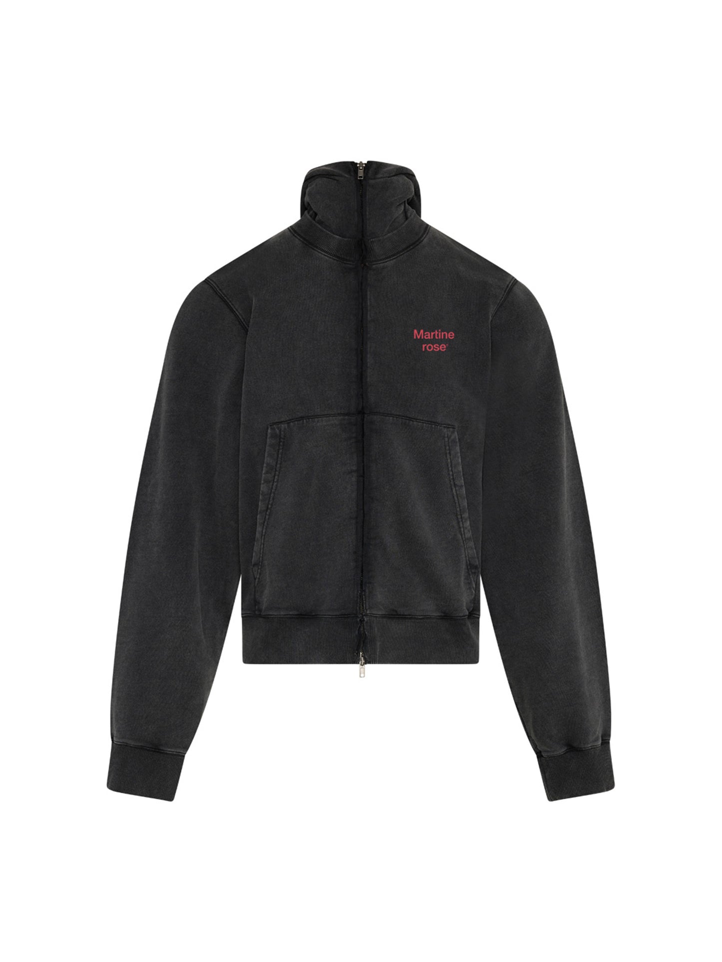 【Martine Rose  - マーティンローズ】HOODED ZIP CREW / WASHED BLACK  (ジップフーディー/ウォッシュドブラック)
