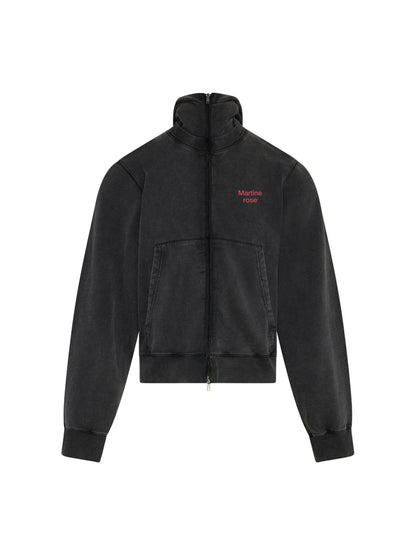 【Martine Rose  - マーティンローズ】HOODED ZIP CREW / WASHED BLACK  (ジップフーディー/ウォッシュドブラック)