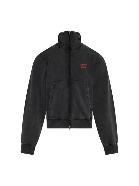 【Martine Rose  - マーティンローズ】HOODED ZIP CREW / WASHED BLACK  (ジップフーディー/ウォッシュドブラック)
