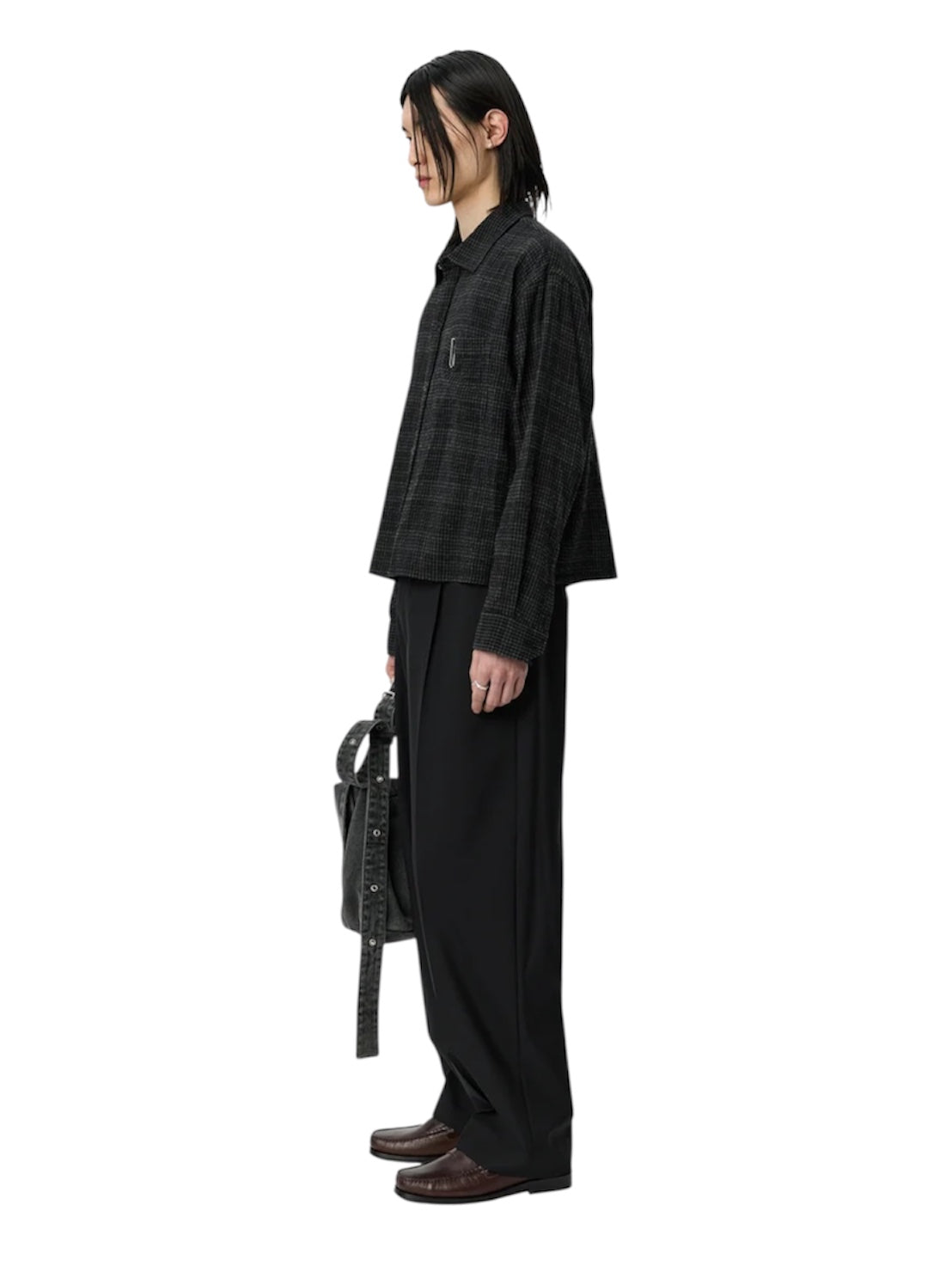 【mfpen - エムエフペン】 PRIORITY SHIRT /  OVERDYED BLACK CHECK (シャツ/ブラック)